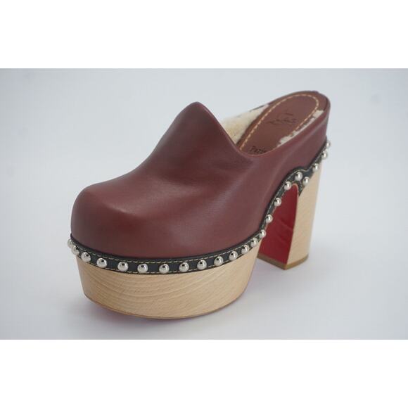Christian Louboutin Joan Studded Platform Slide Mule Clog Sandal SZ 37 NIB $1295 - Picture 5 of 11